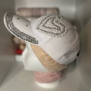 Madd Hatter Adjustable Heart Shaped Diamond Studded Peaked Cap